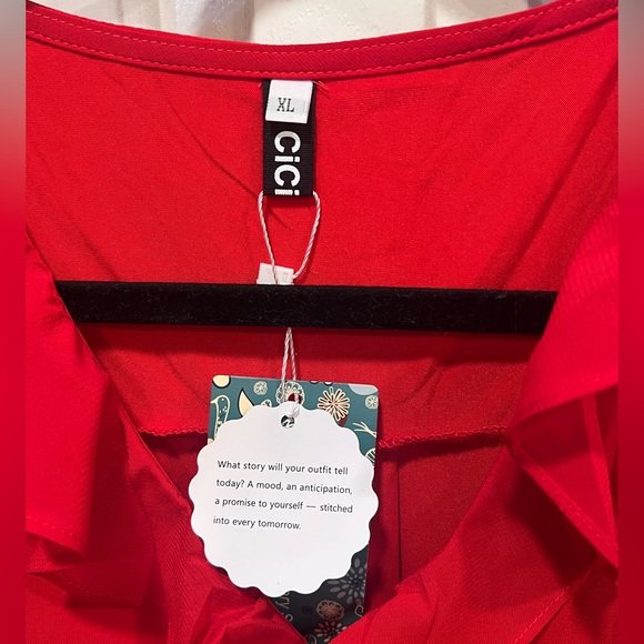 Vibrant Red Ruffle Blouse - Picture 2 of 2